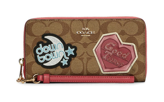 Picture of Coach Accordian Zip Phone Wallet Wristlet (IM/Khaki Multi With Disco Patches)