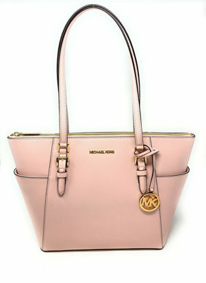 Picture of Michael Kors Charlotte Large Top Zip Saffiano Leather Tote - Powder Blush