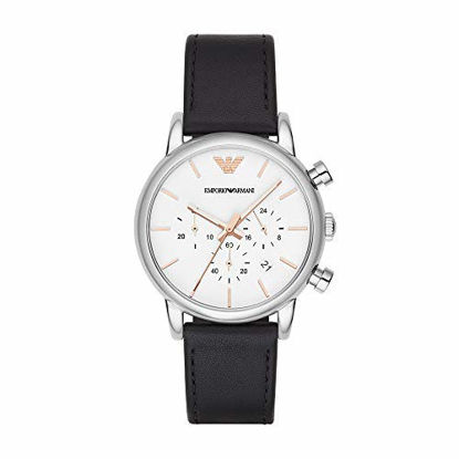 Picture of Emporio Armani Men's Stainless Steel Analog-Quartz Watch with Leather Strap, Black, 20 (Model: AR2075)