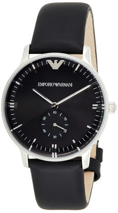 Picture of Emporio Armani Men's Stainless Steel Quartz Watch with Leather Strap, Black, 20 (Model: AR0382)