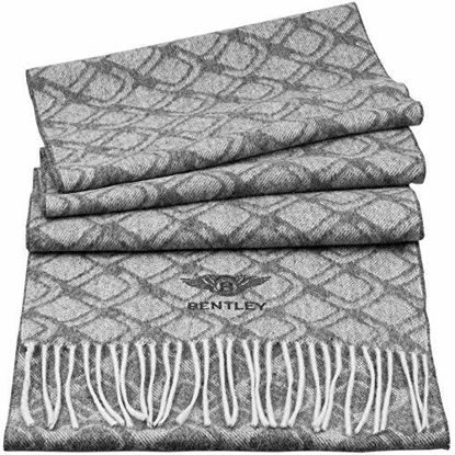 Picture of Bentley Scarves Embroidered Luxury 100% Pure Cashmere Scarves Made in Scotland (Diamond Grill Grey)