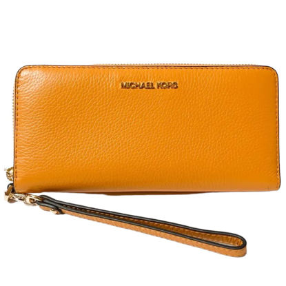 Picture of Michael Kors Jet Set Travel Large Continental Wristlet Honeycomb Yellow Leather