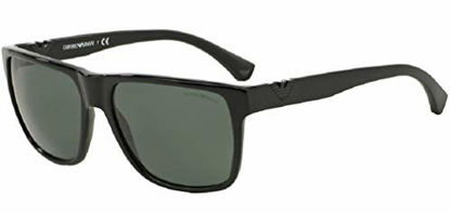 Picture of Emporio Armani EA4035 501771 58M Black/Grey Green Square Sunglasses For Men+FREE Complimentary Eyewear Care Kit