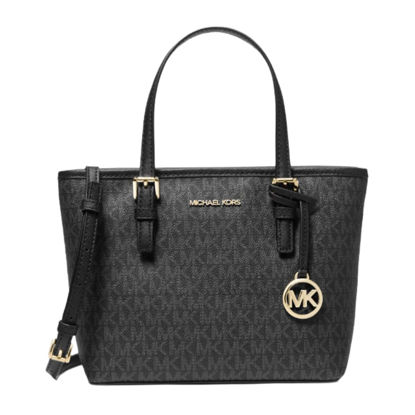 Picture of Michael Kors XS Carry All Jet Set Travel Womens Tote (BLACK SIG/GOLD)