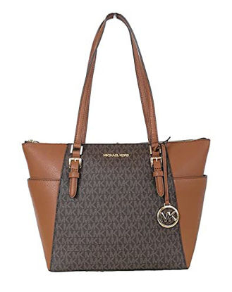 Picture of Michael Kors Charlotte Signature Large Top Zip Tote - Brown