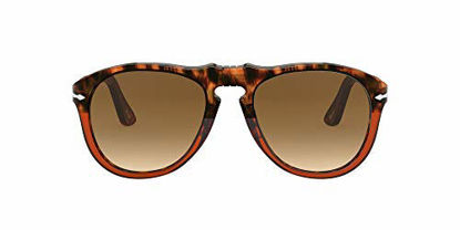 Picture of Persol PO0649 Aviator Sunglasses, Brown Tortoise & Transparent/Clear Gradient Brown, 54 mm