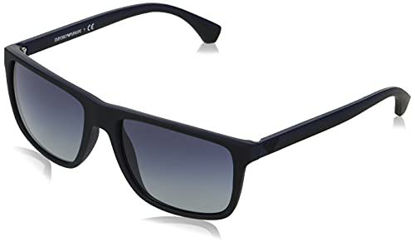 Picture of Emporio Armani Men's Round Fashion Sunglasses, Black/Rubber Blue/Gradient Blue, One Size