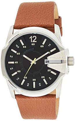 Picture of Diesel Men's 51mm Master Chief Quartz Stainless Steel and Leather Watch, Color: Silver, Brown (Model: DZ1617)