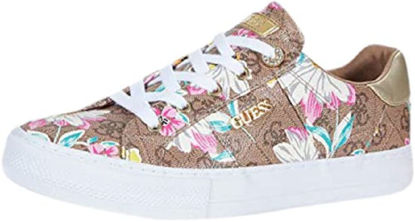 Picture of GUESS womens Loven Sneaker, Brown Floral, 8.5 US