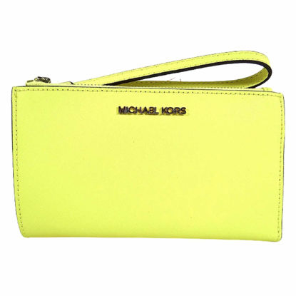 Picture of Michael Kors Jet Set Travel Double Zip Saffiano Leather Wristlet Wallet (Sunshine)