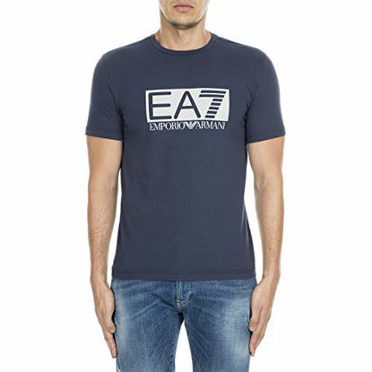 Picture of Emporio Armani EA7 Cotton Printed Logo Stretch Navy T-Shirt L Navy