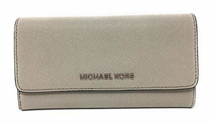 Picture of Michael Kors Jet Set Travel Large Trifold Leather Wallet Cement