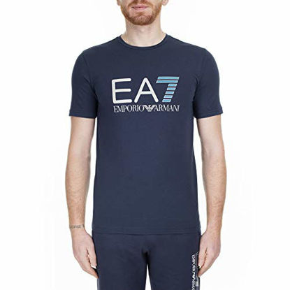 Picture of Emporio Armani EA7 Cotton Printed Logo Stretch Navy T-Shirt L Navy