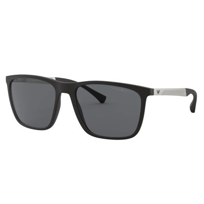 Picture of Emporio Armani Men's Round Fashion Sunglasses, Rubber Black/Grey, One Size