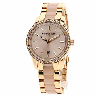 Picture of Michael Kors Women's Ritz Rose Gold Tone Acetate and Stainless Steel Watch MK6349