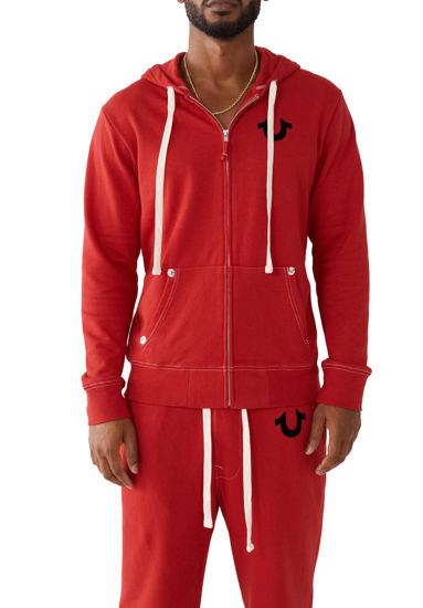 GetUSCart True Religion Men s Buddha Logo Zip Hoodie Ruby Red