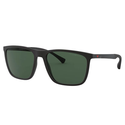 Picture of Emporio Armani Men's Round Fashion Sunglasses, Rubber Black/Green, One Size