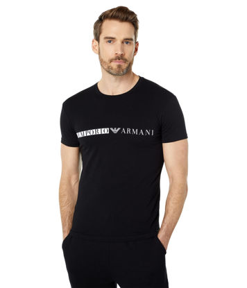 Picture of Emporio Armani mens Side Logoband Short Sleeve Fitted Fit T-shirt T Shirt, Black, Medium US