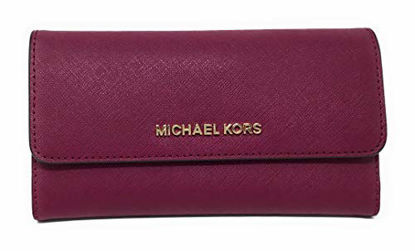 Picture of Michael Kors Jet Set Travel Large Trifold Leather Wallet (Magenta)