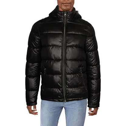 Picture of GUESS mens Midweight Puffer Jacket Down Alternative Coat, Black, Large US