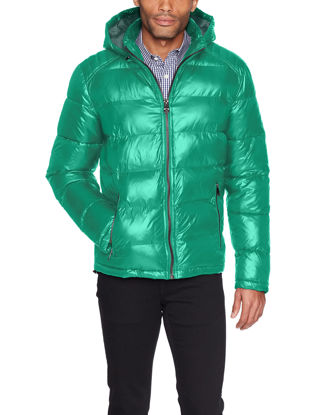 Picture of GUESS Men's Mid-Weight Puffer Jacket with Removable Hood, Kelly Green, Extra Large