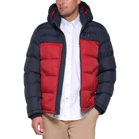 Tommy hilfiger hooded sales colorblock puffer coat