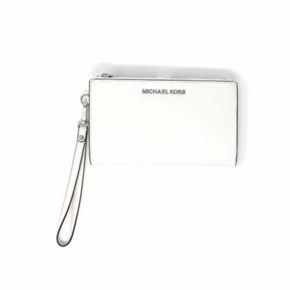 Picture of Michael Kors Jet Set Travel Double Zip Saffiano Leather Wristlet Wallet (Optic White)