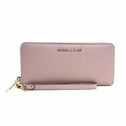 Picture of Michael Kors Jet Set Travel Continental Zip Around Leather Wallet Wristlet (Blossom)