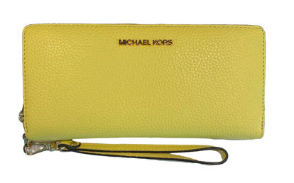Picture of Michael Kors Jet Set Travel Continental Zip Around Leather Wallet Wristlet (Sunshine)