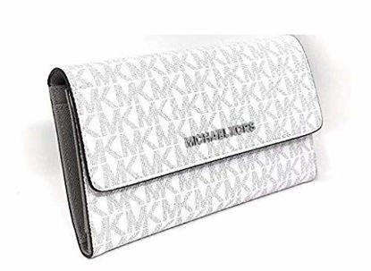Picture of Michael Kors Jet Set Travel Large Trifold Leather Wallet (White PVC)