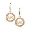 Picture of Michael Kors Gold-Tone MK Logo Drop Earrings