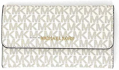 Picture of Michael Kors Jet Set Travel Large Trifold Leather Wallet (Vanilla)