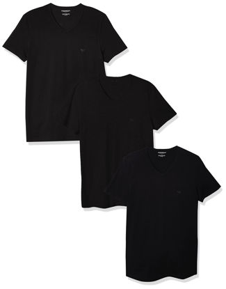Picture of Emporio Armani Men's Cotton V-Neck Undershirts, 3-Pack, New Black, Medium
