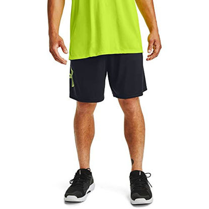 Picture of Under Armour mens Tech Graphic Shorts , Black (004)/Lime Fizz , Large