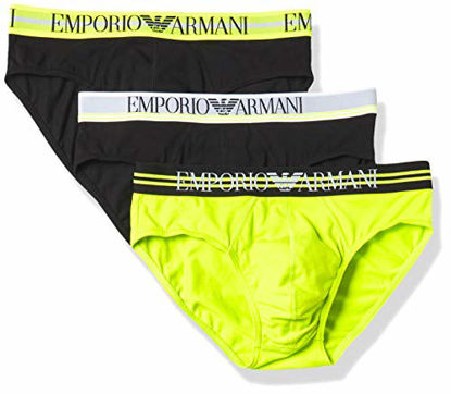 Picture of Emporio Armani Men's Mixed Waistband 3-Pack Brief, Black/Black/Lime, S