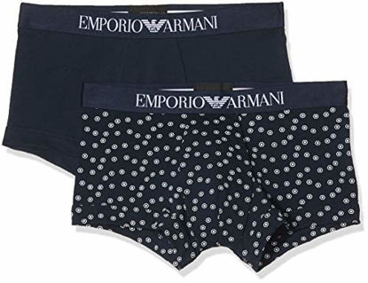 Picture of Emporio Armani Men's Pattern Mix 2-Pack Trunk, Hexagon Marine, M