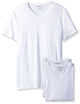 Picture of Emporio Armani Men's Cotton V-Neck Undershirts, 3-Pack, New White, Small