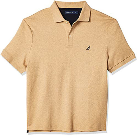 GetUSCart- Nautica Men's Classic Fit Short Sleeve Solid Soft Cotton Polo  Shirt, coastal camel heather, LT Tall