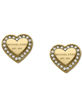 Picture of Michael Kors Gold Tone Signature Heart Stud Earrings