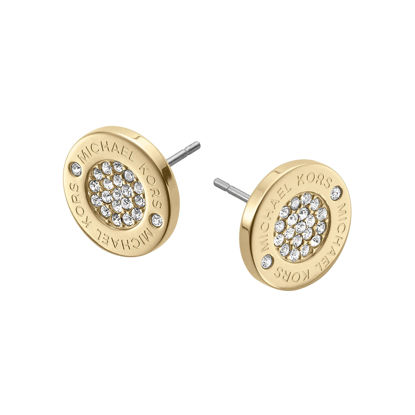 Picture of Michael Kors Gold Tone Logo Pave Stud Earrings