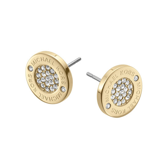 Picture of Michael Kors Gold Tone Logo Pave Stud Earrings