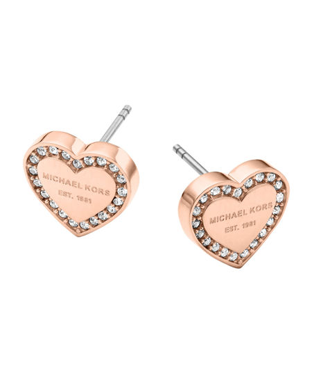 GetUSCart Michael Kors Rose Gold Tone Signature Heart Stud Earrings