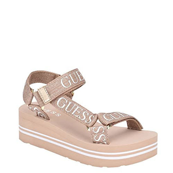 GetUSCart Guess Women's AVIN Wedge Sandal, Rose Gold, 5