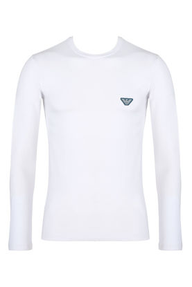 Picture of Emporio Armani Men's Shiny Logoband Long Sleeve T-Shirt Slim Fit, White, X-Large