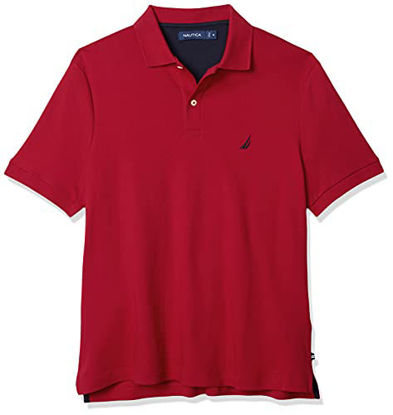 Picture of Nautica Men's Classic Fit Short Sleeve Solid Soft Cotton Polo Shirt, red, 3XLT