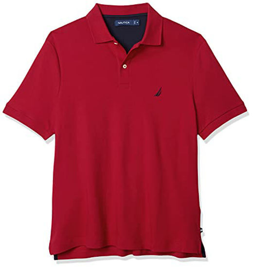 GetUSCart- Nautica Men's Classic Fit Short Sleeve Solid Soft Cotton Polo  Shirt, red, 3XLT