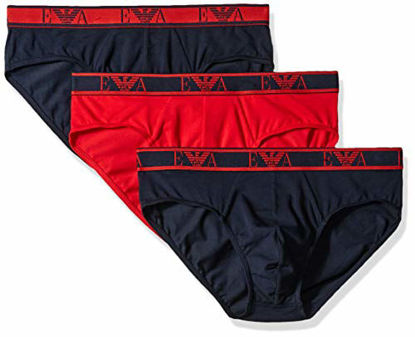 Picture of Emporio Armani Men's Monogram 3-Pack Brief, red/Marine, Extra Large