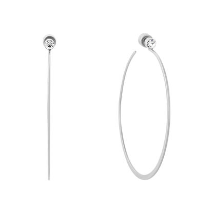 Picture of Michael Kors Women's Silver Tone Whisper Hoop Earrings, SILVER GLITZ (Model: MKJ6000040)