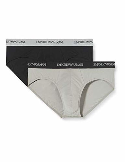 Picture of Emporio Armani Men's Stretch Cotton Classic Logo Brief, Black/Grey, Small
