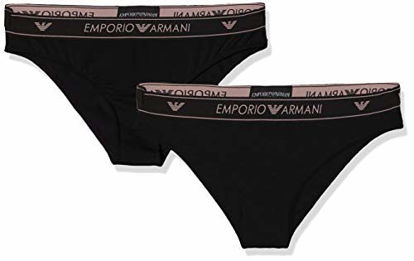 Picture of Emporio Armani Women's Iconic Logoband 2-Pack Brief, Black/Black, XS